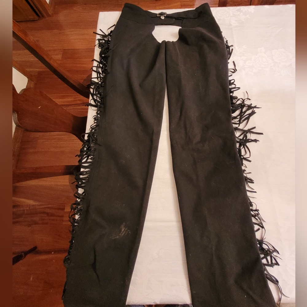 Black suede chaps